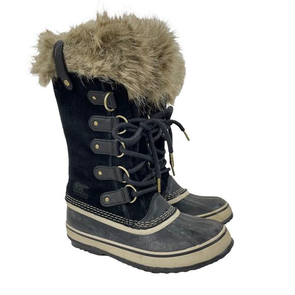 Sorel Joan of Arctic Waterproof Snow Boots Faux Fur Black Size 7 - Picture 4 of 10